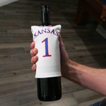 kansas basketball miniature sports jersey wine bottle cover