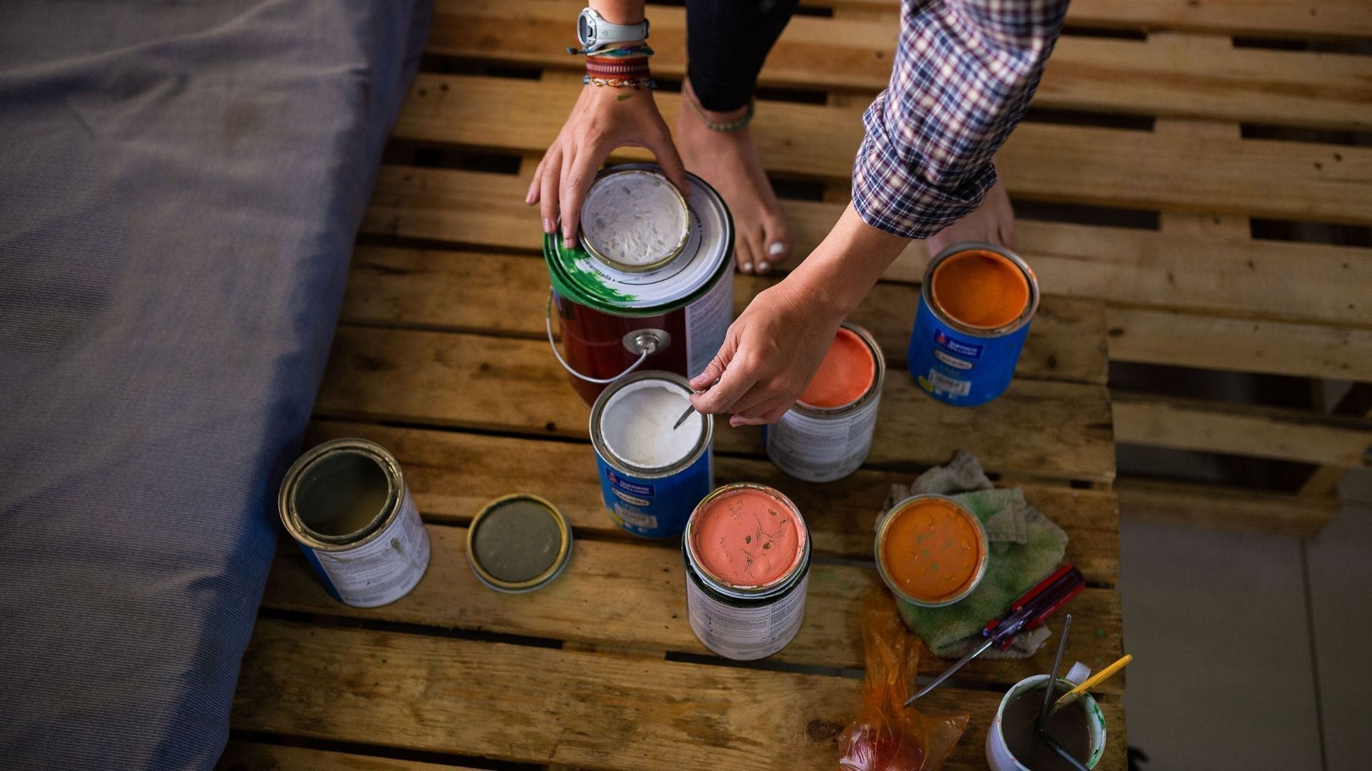 Artist painting a mural