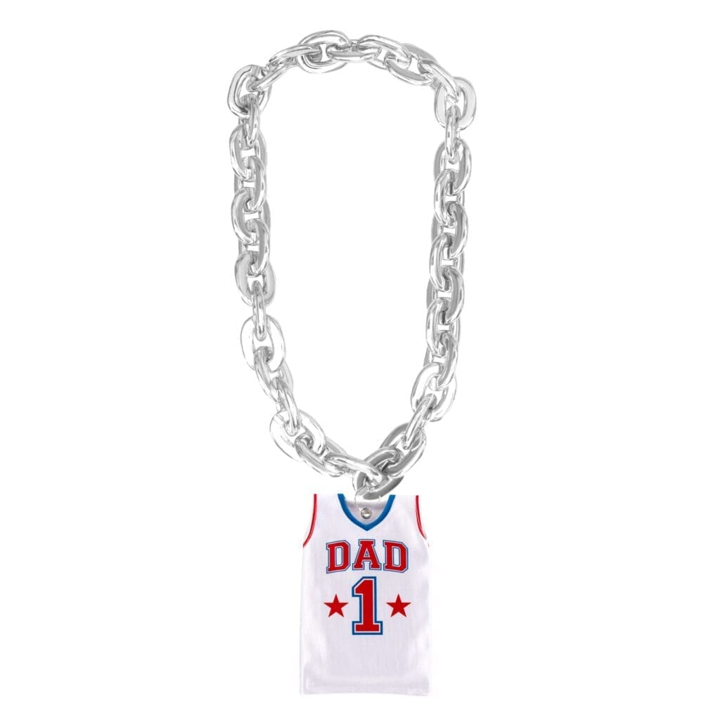 #1 Dad Mini Jersey Chains White